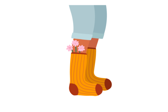 Download Legs in Warm Socks with Cute Flowers. Fo - Premium Resources