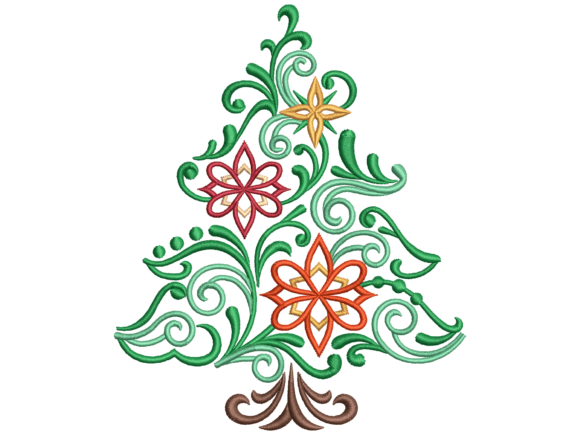 Download Floral Christmas Tree Machine Embroidery - Floral Collection