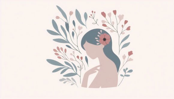 Download Minimalist Floral Girl with Soft Hues - Floral Collection