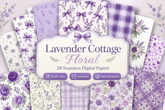 Download Lavender Cottage Floral Digital Paper - Floral Collection