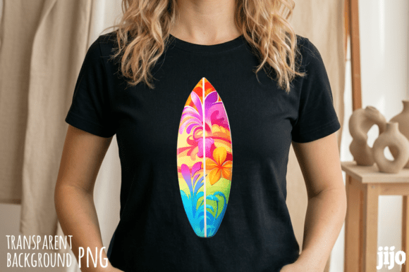 Download Tropical Floral Surfboard Vibrant PNG - Floral Collection