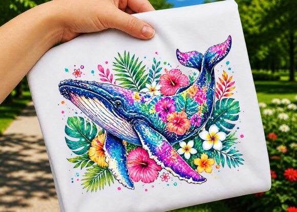 Download Tropical Floral Ocean Animal Whale PNG - Floral Collection